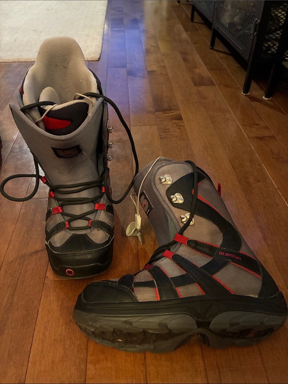 Burton Gray, Black and Red Snowboard Boots